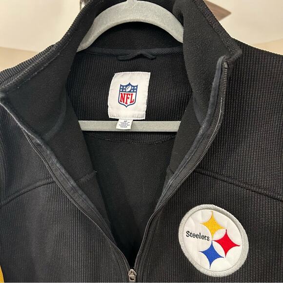 Steelers Unisex Waffle Knit Fleece Lined Full Zip Active Jacket EUC Size Medium - Picture 8 of 10